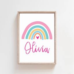 Girls Nursery Print, Rainbow Prints, Name Bedroom Decor, Pink Wall Art - thumbnail 2