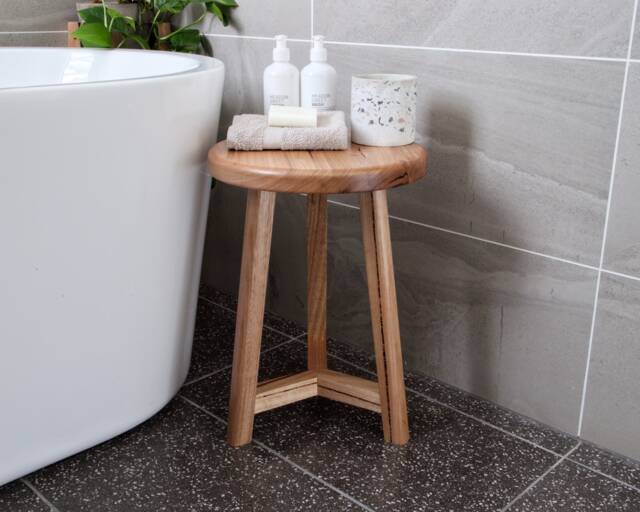 Round Stool - Rustic Wooden Side Table - image 1