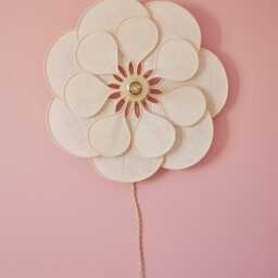 14 Petal Linen & Rattan Flower Wall Light - Chandelier Lamp Handcrafted - thumbnail 2