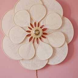 14 Petal Linen & Rattan Flower Wall Light - Chandelier Lamp Handcrafted - thumbnail 3