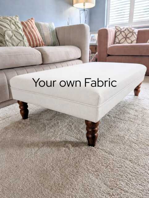 Your Own Fabric Coffee Table Ottoman Footstool, Handmade Upholstered Bespoke Non Storage Ottoman, Made in UK - image 1