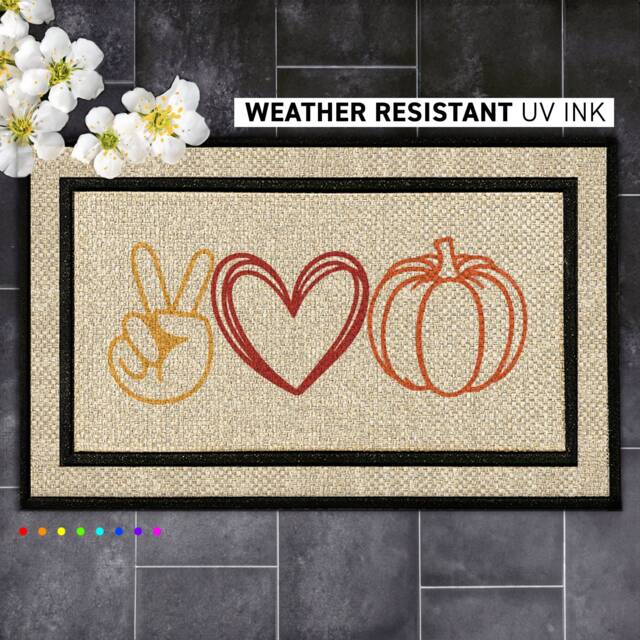 Welcoming Autumn Custom Peace, Love, & Fall Doormat - image 1