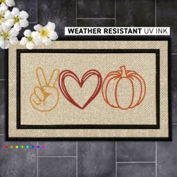 Welcoming Autumn Custom Peace, Love, & Fall Doormat - thumbnail 1