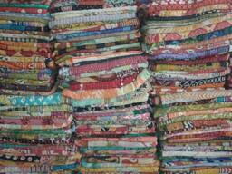Indian Kantha Quilts Wholesale 10 Pc Lot Cotton Sari Fabric Patchwork Old Recycled Hand Quilted Gudari Bedspread