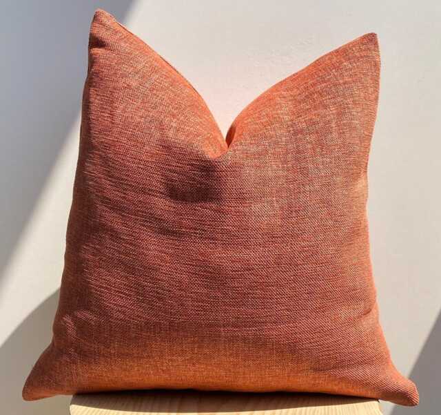Textured Brick Linen Pillow Cover, Burnt Orange Decorative Cushion Case - image 1