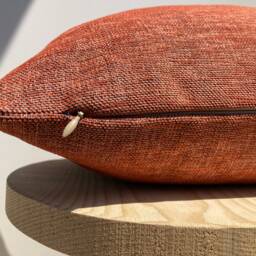 Textured Brick Linen Pillow Cover, Burnt Orange Decorative Cushion Case - thumbnail 2