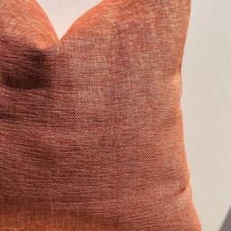 Textured Brick Linen Pillow Cover, Burnt Orange Decorative Cushion Case - thumbnail 4