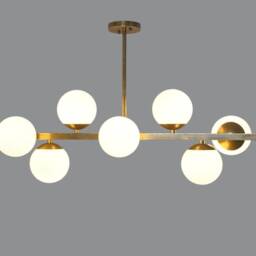 Contemporary Linear Ceiling Pendant Light Lamp , Grace Ii Handmade Brass Modern Minimalist Globe Kitchen Dining 7 Light - thumbnail 2