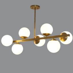 Contemporary Linear Ceiling Pendant Light Lamp , Grace Ii Handmade Brass Modern Minimalist Globe Kitchen Dining 7 Light - thumbnail 3