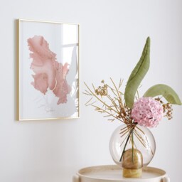 Serbia Map Pink & Gold Wall Art Print - thumbnail 3