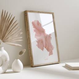 Serbia Map Pink & Gold Wall Art Print - thumbnail 1