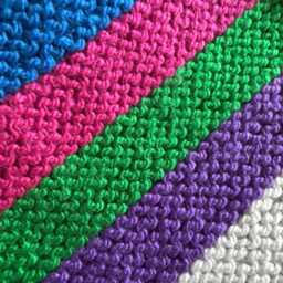 Hand Knitted Blanket in Gender-Neutral Colours Of Royal Blue With Grey, Purple, Pink & Green Stripes - Baby Shower New Gift - thumbnail 4