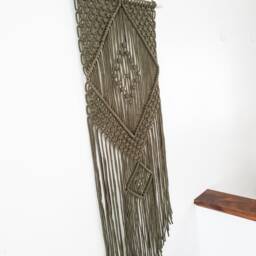 Handmade Army Green Macrame Wall Hanging Boho Woven Decor - thumbnail 4
