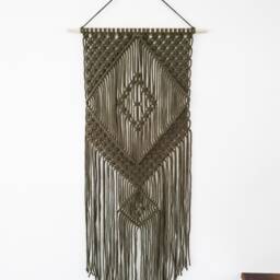 Handmade Army Green Macrame Wall Hanging Boho Woven Decor - thumbnail 3
