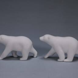 Polar Bear Cub Duo Sculpture By John Perry Statue Deco Art - thumbnail 3