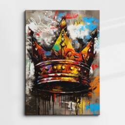 Crown Graffiti Luxury King Queen Abstract Oil Painting Wall Art Framed Canvas Poster Print Home Kitchen Office Bedroom Decor Gift Idea - thumbnail 3