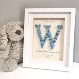 Personalised New Baby Boy, Girl Gift - Button Art Nursery Decor Framed Wall Print Photo Frame - thumbnail 3