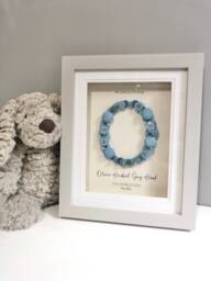 Personalised New Baby Boy, Girl Gift - Button Art Nursery Decor Framed Wall Print Photo Frame - thumbnail 1