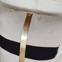 Black & Gold Faux Leather Linen Pillow Cover - 16x16'' - thumbnail 4
