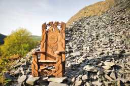 Celtic Knotwork Viking Throne - Hand-Carved Solid Oak Norse Runes Storytelling Chair Schools Bespoke Wales UK