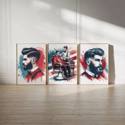 Retro Barber Decor Set - 3 Barbers Posters - Haircut Shop Print Men's Hairdresser Artwork Hairstylist Salon Wall Art Gift Pictures - thumbnail 1