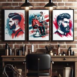 Retro Barber Decor Set - 3 Barbers Posters - Haircut Shop Print Men's Hairdresser Artwork Hairstylist Salon Wall Art Gift Pictures - thumbnail 2