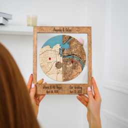 Custom Puzzle Map Wood Wall Art Personalized 5Th Anniversary Gift For Her - thumbnail 2