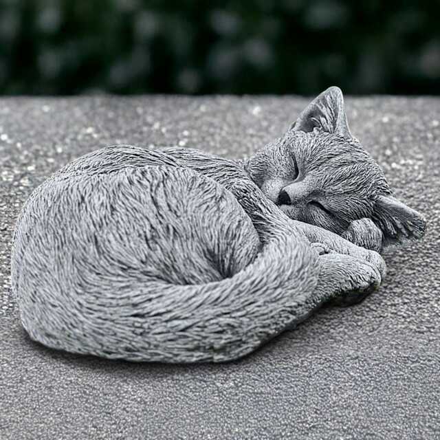 Unique Curled Cat Statue Concrete Kitten Sculpture Stone Kitty Figurine Handmade Decoration Memorial Ornament Yard Art - image 1