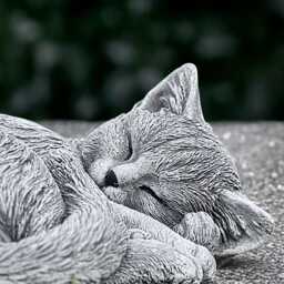 Unique Curled Cat Statue Concrete Kitten Sculpture Stone Kitty Figurine Handmade Decoration Memorial Ornament Yard Art - thumbnail 3