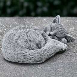 Unique Curled Cat Statue Concrete Kitten Sculpture Stone Kitty Figurine Handmade Decoration Memorial Ornament Yard Art - thumbnail 1