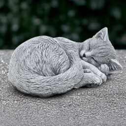 Unique Curled Cat Statue Concrete Kitten Sculpture Stone Kitty Figurine Handmade Decoration Memorial Ornament Yard Art - thumbnail 2