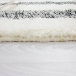 White Moroccan Runner Rug - Hallway Runner Moroccan & Brown Beni Ourain Genuine Lamb Wool - thumbnail 4