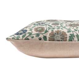Tudor Rose Cushion Cover in Teal Blue. Classic Floral & Botanical Trailing Vines Design. 17x17 - thumbnail 2