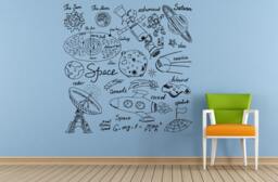 Space Solar System Planets Stars Earth Sun Moon Mars Venus Mercury Neptune Jupiter Wall Room Vinyl Mural Art Decor Decal Sticker L1649 - thumbnail 1
