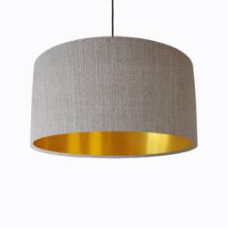 Feather Grey Lampshade in Linen With Gold Lining - thumbnail 1