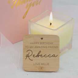 Personalised Friendship Birthday Scented Vanilla Candle, Teacher Gift, Thank You, School, End Of Term, Teaching Assistant - thumbnail 1