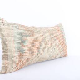 Handwoven Turkish Kilim Pillow Cover Bohemian Throw - 12x24 - thumbnail 2