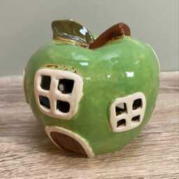 Ceramic Tealight Apple House Candle Holder Village Quirky Cute Home D??cor - thumbnail 3