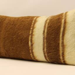 Vintage Turkish Kilim Pillow, Wool Lumbar Cushion - 12x24 - thumbnail 3
