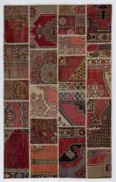 Multicolor Handmade Turkish Patchwork Rug - thumbnail 1