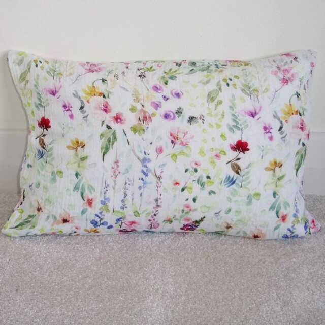 "Muslin Travel Pillow Cover Small Floral 16"" X 10" - image 1