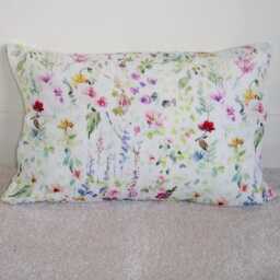 "Muslin Travel Pillow Cover Small Floral 16"" X 10" - thumbnail 1