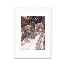 Alice in Wonderland Framed Art Print Poster Wall Mounted Antique Book Illustration Mad Hatter Tea Party Arthur Rackham Victorian Cute Quirky - thumbnail 3