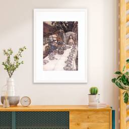 Alice in Wonderland Framed Art Print Poster Wall Mounted Antique Book Illustration Mad Hatter Tea Party Arthur Rackham Victorian Cute Quirky - thumbnail 1