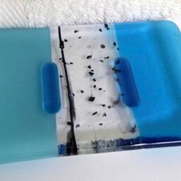 Fused Glass Soap Dish in Bright Turquoise Blue By Bprdesigns - thumbnail 2
