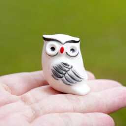Hand-Painted Ceramic Snowy Owl Figurine Christmas Ornament - thumbnail 4