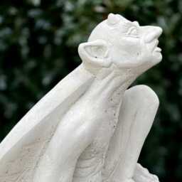 White Gargoyle Statue Concrete Monster Sculpture Stone Demon Figurine Outdoor Guardian Art Gothic Decoration Garden Decor - thumbnail 2