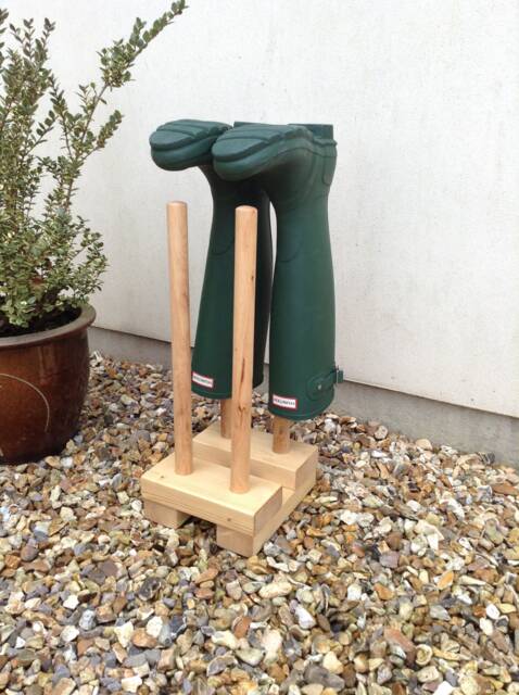 Hand Crafted Wooden Welly Boot Rack Light Oak Finish - image 1