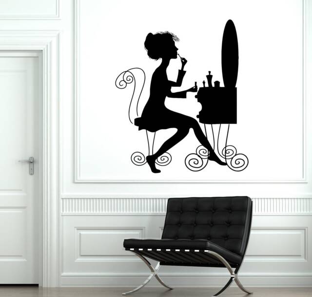 Make Up Vinyl Wall Decal Cosmetics Hair Beauty Salon Handsome Girl Decor Stickers Mural - #1909Di - image 1