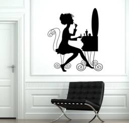 Make Up Vinyl Wall Decal Cosmetics Hair Beauty Salon Handsome Girl Decor Stickers Mural - #1909Di - thumbnail 1